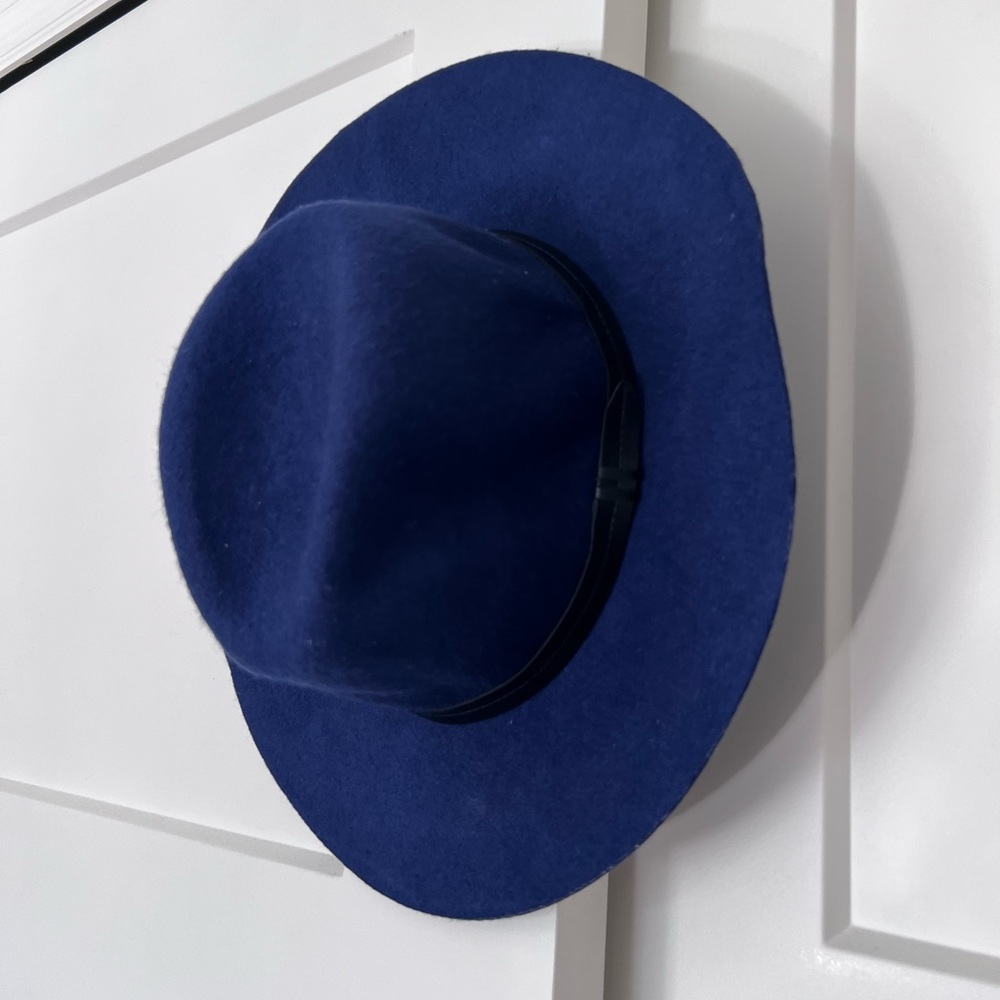 Navy Blue Felt Fedora Womens Hat small 56.5cm